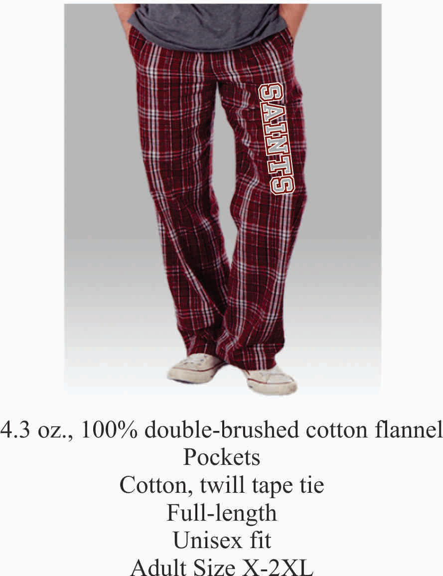 Flannel Pajama Pants Maroon w/ Saints Logo
